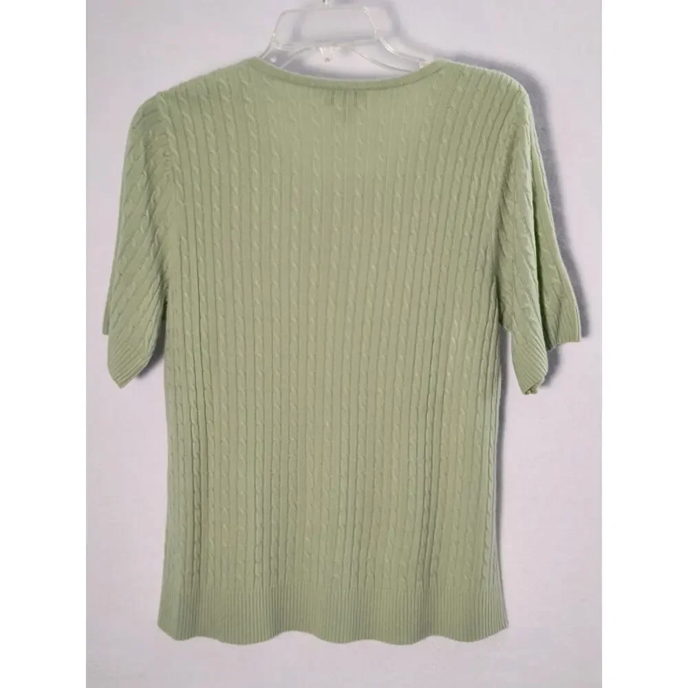 Appleseed's Pullover Sweater Top Women's Size L Green Short Sleeve Knit - Picture 10 of 11